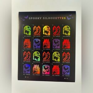 Spooky Silhouettes Forever stamps. Contains 20. Cats, Bats and Spiders, Oh My!